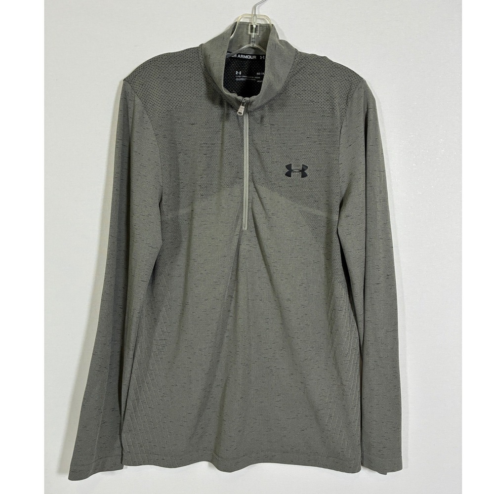 Under Armour HeatGear Womens M Gray Quarter Zip Long Sleeve Running Top